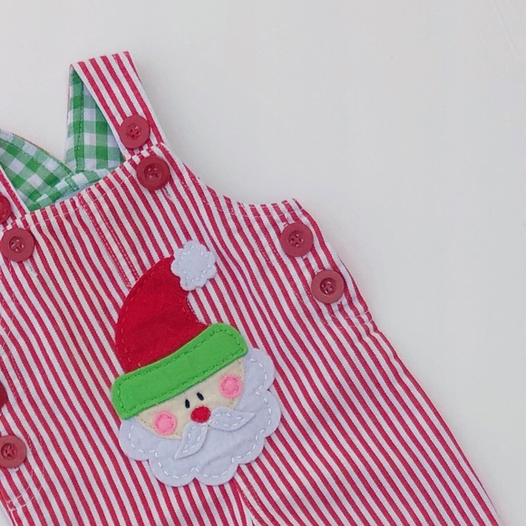Mud Pie Baby Santa Claus Striped Christmas Overalls 0-6M - Picture 5 of 13